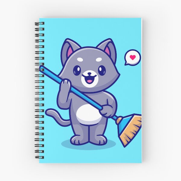 Item preview, Whisker Wizard: Cute Cat Holding Broom Cartoon Vector Icon Illustration designed and sold by hjian8219.