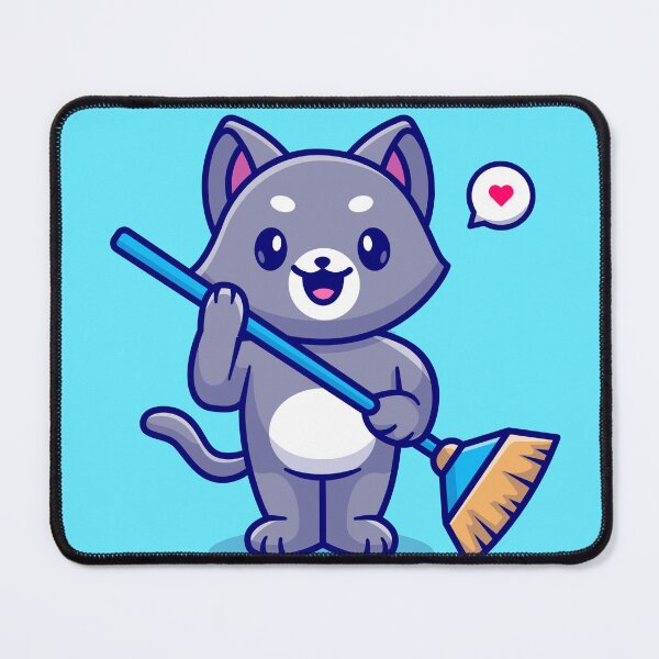 Item preview, Whisker Wizard: Cute Cat Holding Broom Cartoon Vector Icon Illustration designed and sold by hjian8219.