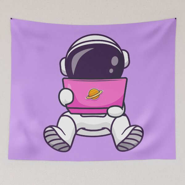 Item preview, Cosmic Connectivity: Cute Astronaut Playing on Laptop Cartoon Vector Icon Illustration" designed and sold by hjian8219.