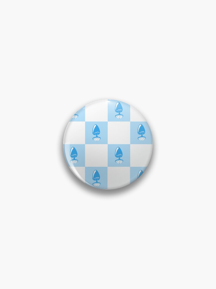 Jewel Butt Plug Cute Baby Blue Checkerboard Pattern