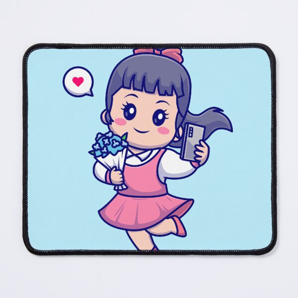 Item preview, Selfie Blossom: Cute Girl Holding Selfie with Flower Bouquet Cartoon Vector Icon Illustration designed and sold by hjian8219.