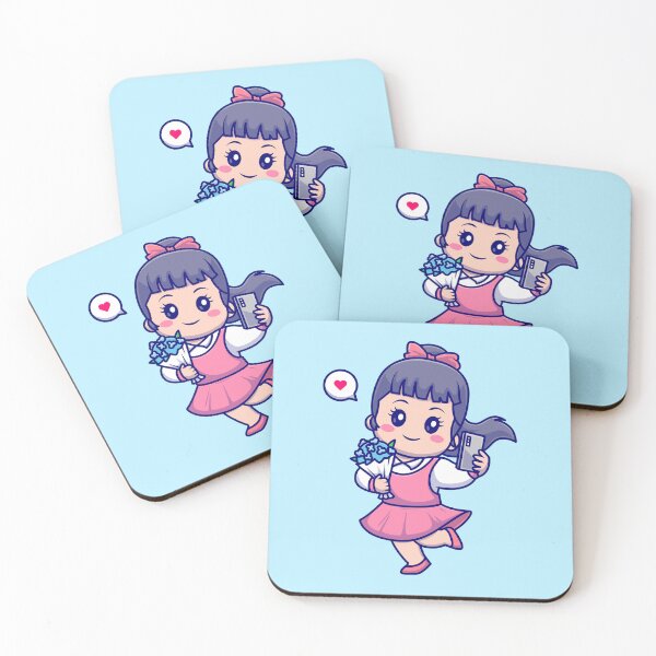 Item preview, Selfie Blossom: Cute Girl Holding Selfie with Flower Bouquet Cartoon Vector Icon Illustration designed and sold by hjian8219.