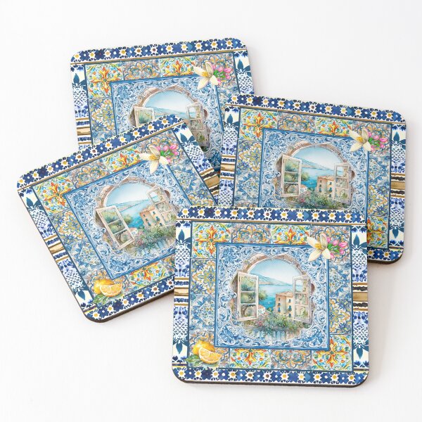 Item preview, Summer, Italian Mediterranean majolica terrace view designed and sold by ZeinabTaha.