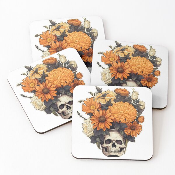 Item preview, Fall Flowers Orange Skull Sunflower Bouquet designed and sold by allamericanash.