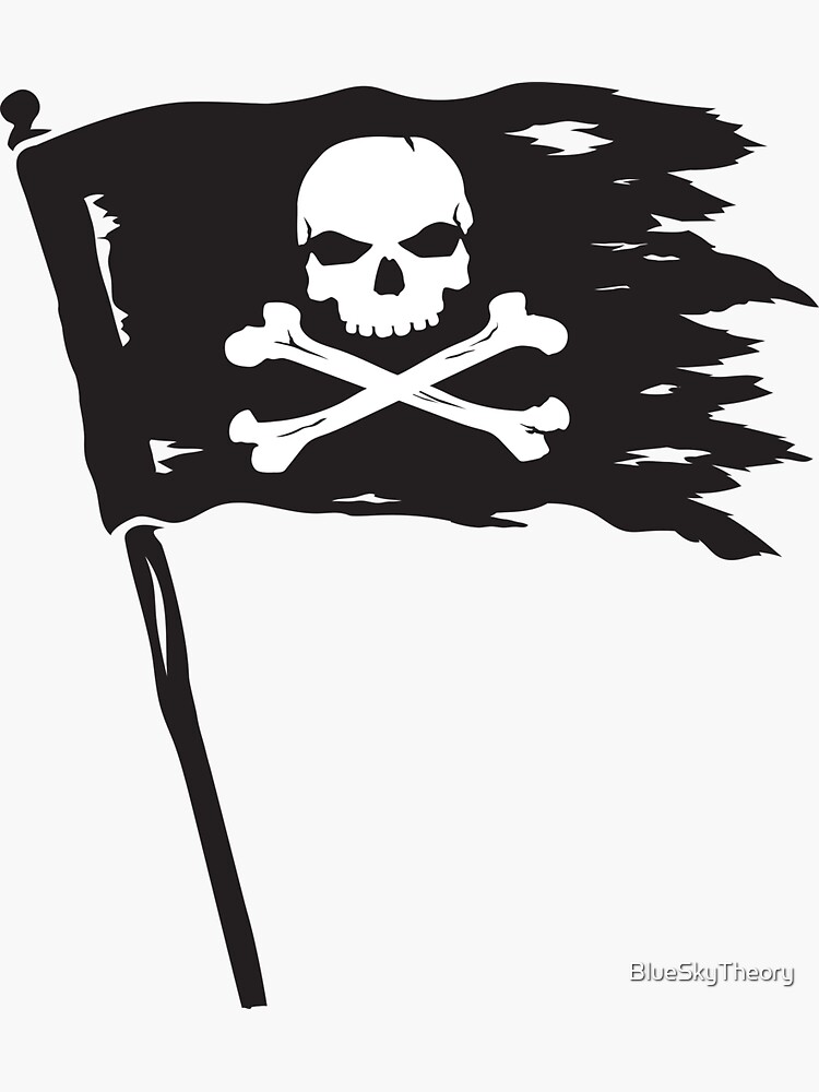 Skull and Crossbones Pirate Flag Sticker for Sale by