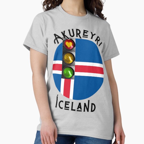 Item preview, Akureyri Iceland Traffic Light of Love T-Shirt designed and sold by VinlandFashion.