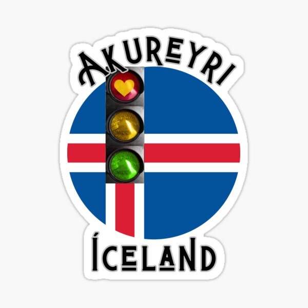 Item preview, Akureyri Iceland Traffic Light of Love T-Shirt designed and sold by VinlandFashion.