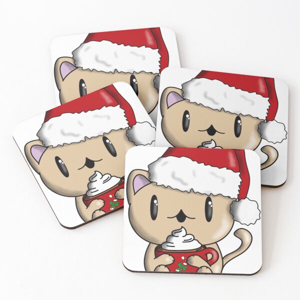 Item preview, Christmas Cat Cocoa Chocolate Cute Winter Santa Manga Glühwein  designed and sold by GeraldHVansant.