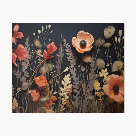 Pressed flowers, dried flowers, wildflowers, floral wall art Art Board  Print for Sale by FantasyShades