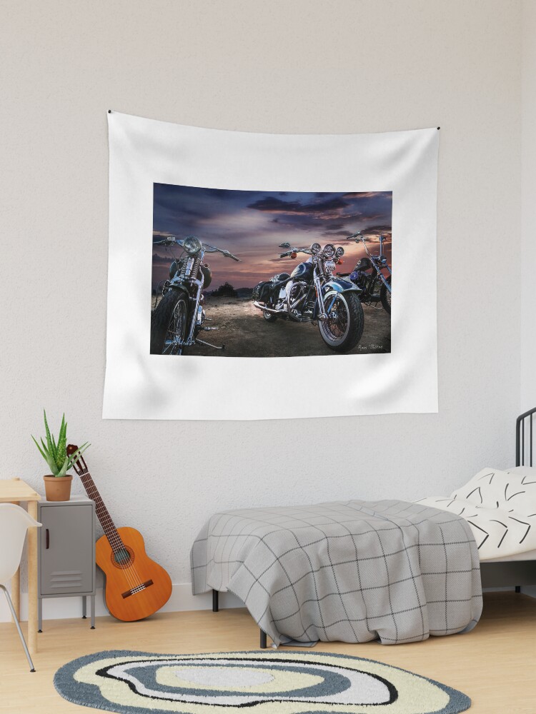 Harley Davidson beautiful sunset Tapestry
