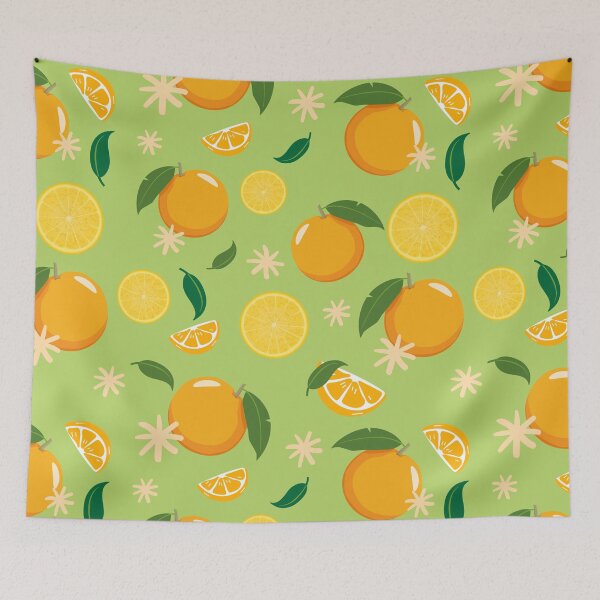 Item preview, Fresh citrus fruits seamless pattern green designed and sold by patternque.