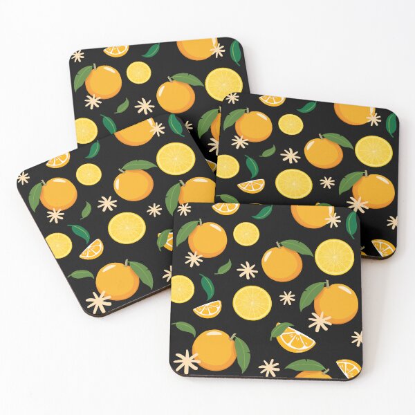 Item preview, Fresh citrus fruits seamless pattern black designed and sold by patternque.
