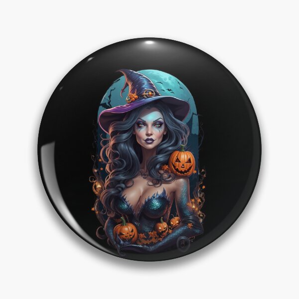Item preview, Sirenas Mermaid Witch with Jack-o-lanterns designed and sold by SirenasWorld.