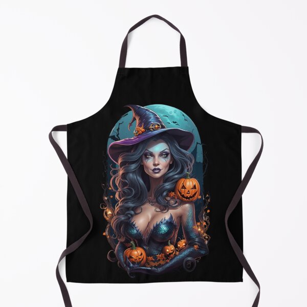 Item preview, Sirenas Mermaid Witch with Jack-o-lanterns designed and sold by SirenasWorld.