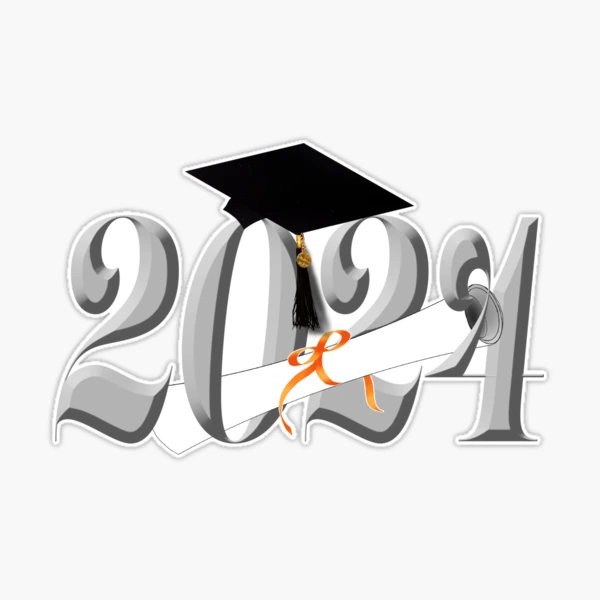 Silver Class of 2024 with Grad Cap Diploma | Sticker