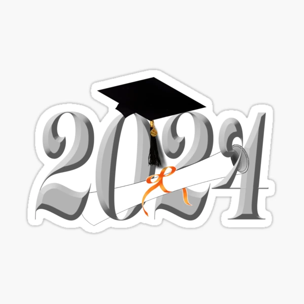 Silver Class of 2024 with Grad Cap Diploma | Sticker