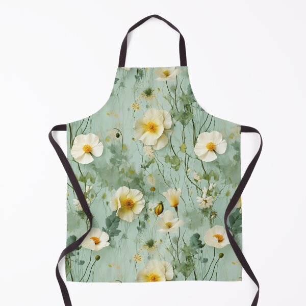 Item preview, White Poppies | Sage Green and Apricot Crush designed and sold by PetalsPawsPrint.