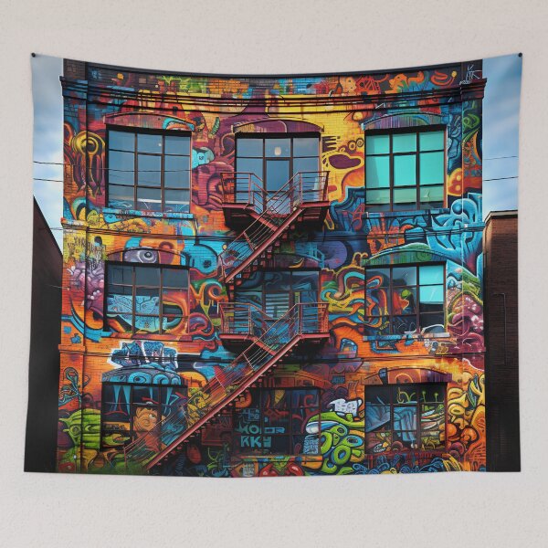 Item preview, Graffiti art brownstone building print  designed and sold by dcrc.