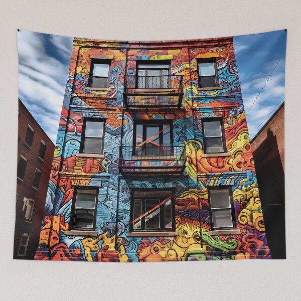 Item preview, Graffiti art brownstone building print  designed and sold by dcrc.