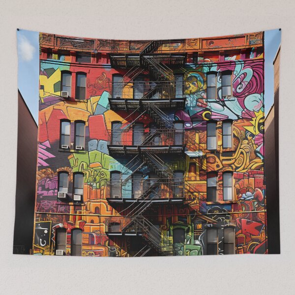 Item preview, graffiti art brownstone building print designed and sold by dcrc.
