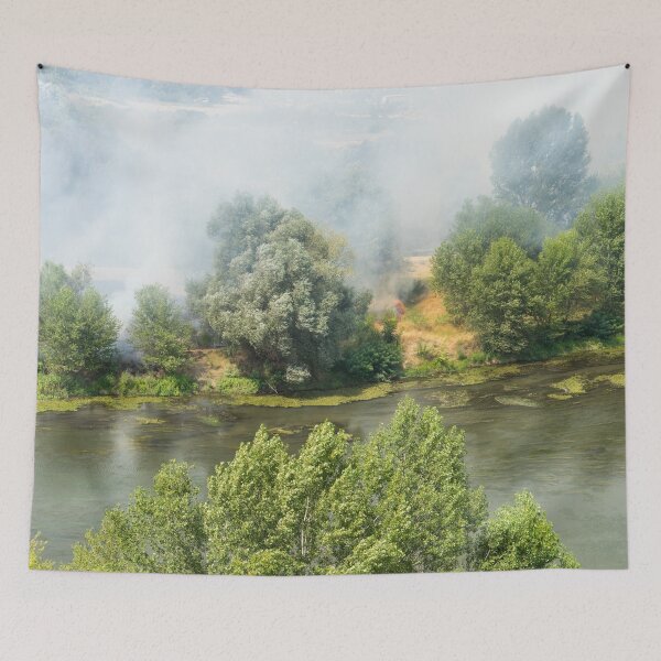 Item preview, Riverside Wildfire - Maritsa River in Plovdiv Bulgaria Burning designed and sold by Georgia Mizuleva.