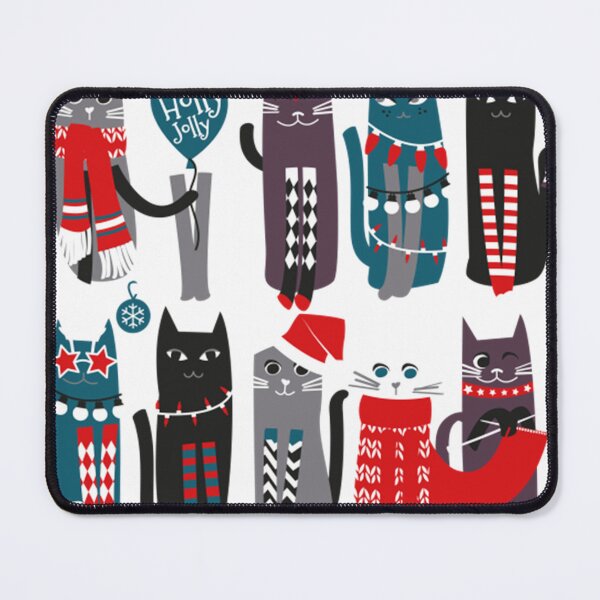 Item preview, Feline Christmas Vibes Print Grey Background Grey Green White Purple Beet And Black Kittens T- designed and sold by NathanPVelasco.
