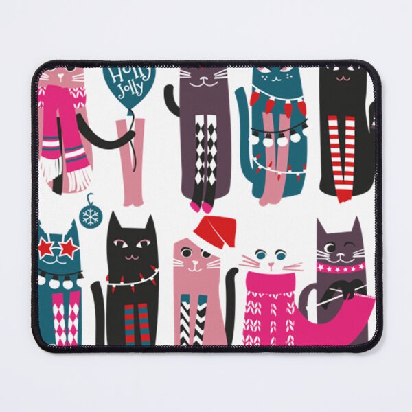 Item preview, Feline Christmas Vibes Print Pink Background Green Fuchsia Pink White And Black Kittens designed and sold by NathanPVelasco.
