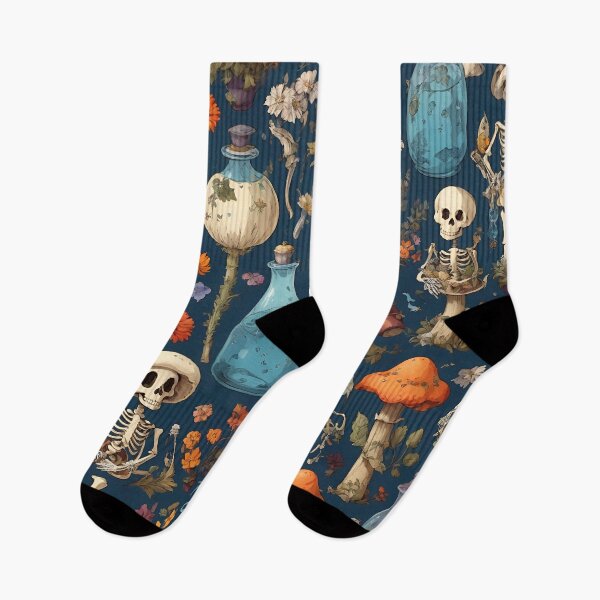 Item preview, Witchy Mushroom Design with Cute Skeletons - Magical and Spooky Artwork designed and sold by FuroAI.