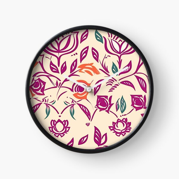 Plant Flower Henna Mendhi Pattern | AI generated art Clock