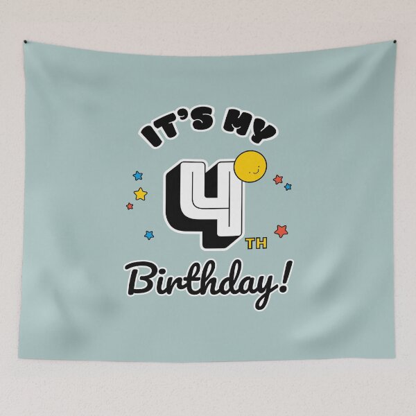 Item preview, Four Year Old Birthday - Happy Birthday - Birthday Party designed and sold by SallySunday.
