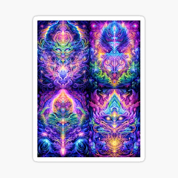 TREE OF LIFE #16 MAGIC MUSHROOM, TEMPLE GARDEN, MEMORY CASTLE, CELESTIAL PALACE, RAINBOW BRIDGE, CRYSTAL DREAMING, SUN, MOON, STAR, IMAGINATION, FAIRY FOREST, COSMIC, FANTASY, HOLY MOUNTAIN, STATION Sticker