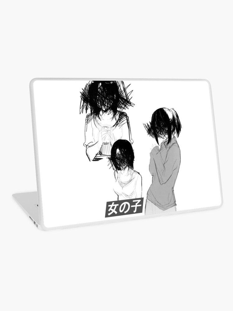 Girls Black And White Sad Japanese Anime Aesthetic Laptop Skin