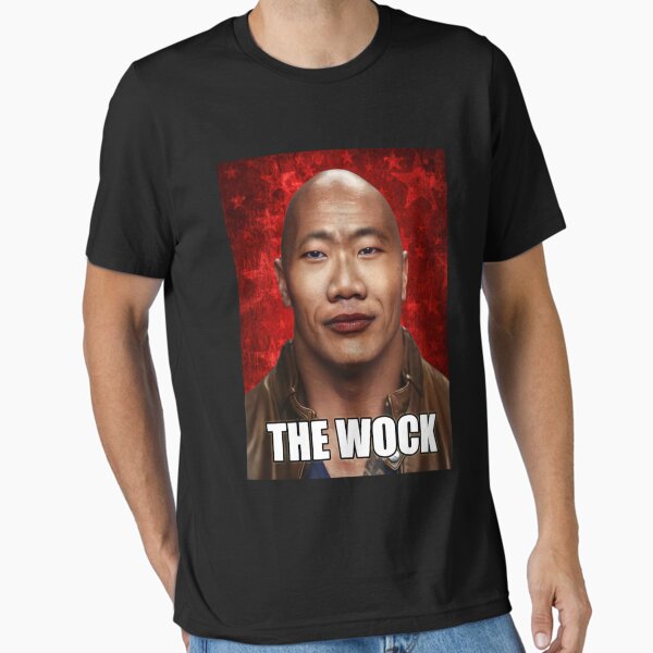Vista previa del artículo con la obra «The Wock Meme Dwayne the Wok Johnson John Xina crédito social chino Bing Chilling», diseñado y vendido por CareyBednar.