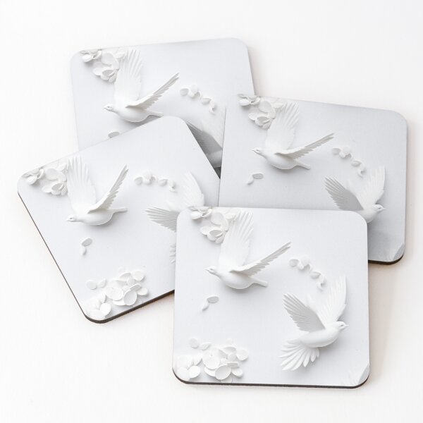 Item preview, White Porcelain Doves Flying designed and sold by allthis.