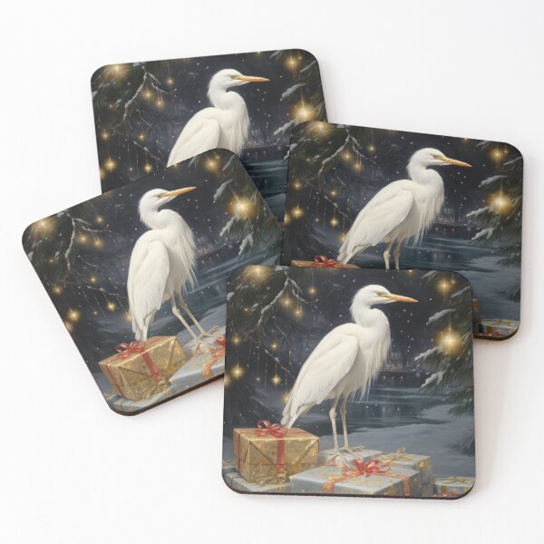 Item preview, Elegant White Heron with Christmas Presents designed and sold by OddCorro.