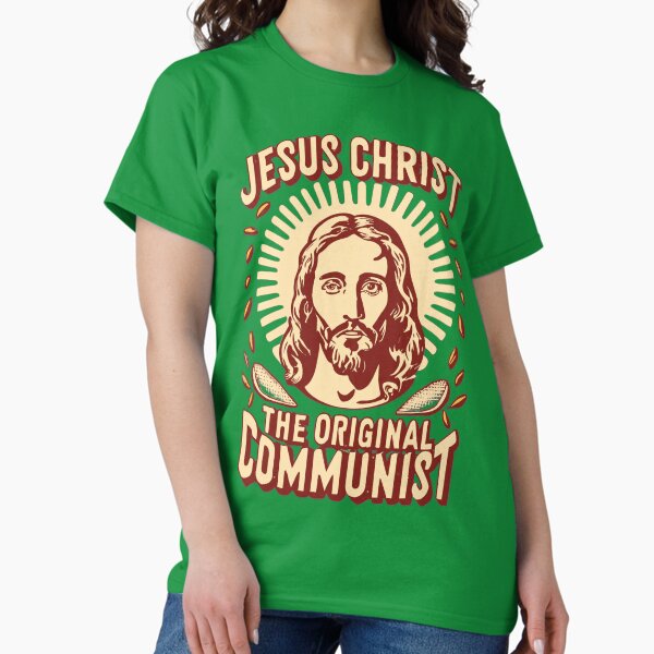 Vista previa del artículo con la obra «Jesucristo el comunista original», diseñado y vendido por Hiimtrace.