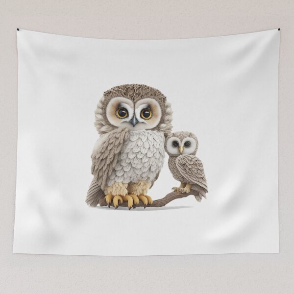 Item preview, Round, puffy, cuddly fur of an owl with extremely cute siblings. designed and sold by Natcharee.