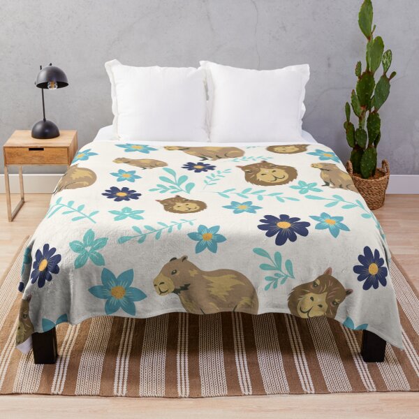 Item preview, Capybaras with flowers blue and teal designed and sold by ArlacV.