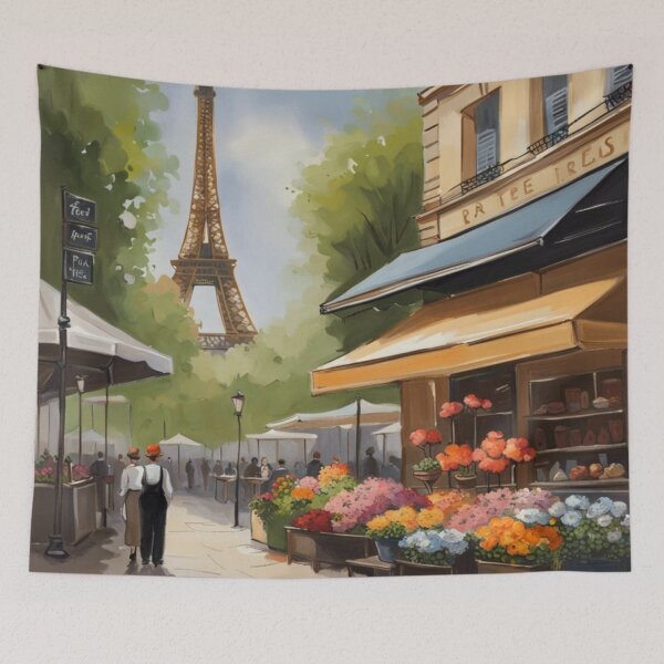 Item preview, Paris flower shop with Eiffel Tower designed and sold by JackFreestone.