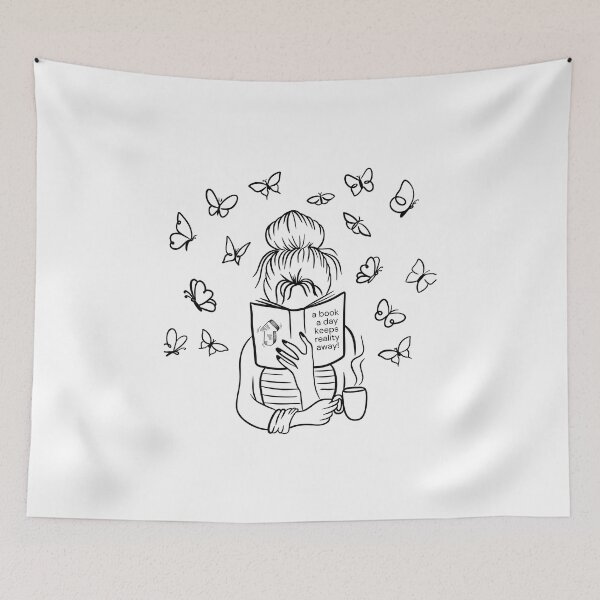 Item preview, Woman reading a book surrounded by butterflies. designed and sold by IguaranDesign.
