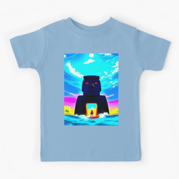 ANIME MANGA SURFING HAWAII KAIJU MOAI T-SHIRT  Kids T-Shirt by  ErikKarlsson