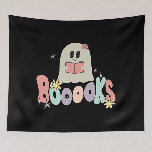 Item preview, book lover kawaii spooky reading halloween groovy pastel 90s vintage designed and sold by TNwandesignart.