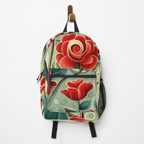 Item preview, Cute Retro Art Nouveau Seamless Floral Pattern with Abstract Red Rose Flowers designed and sold by Vicky Brago-Mitchell®.