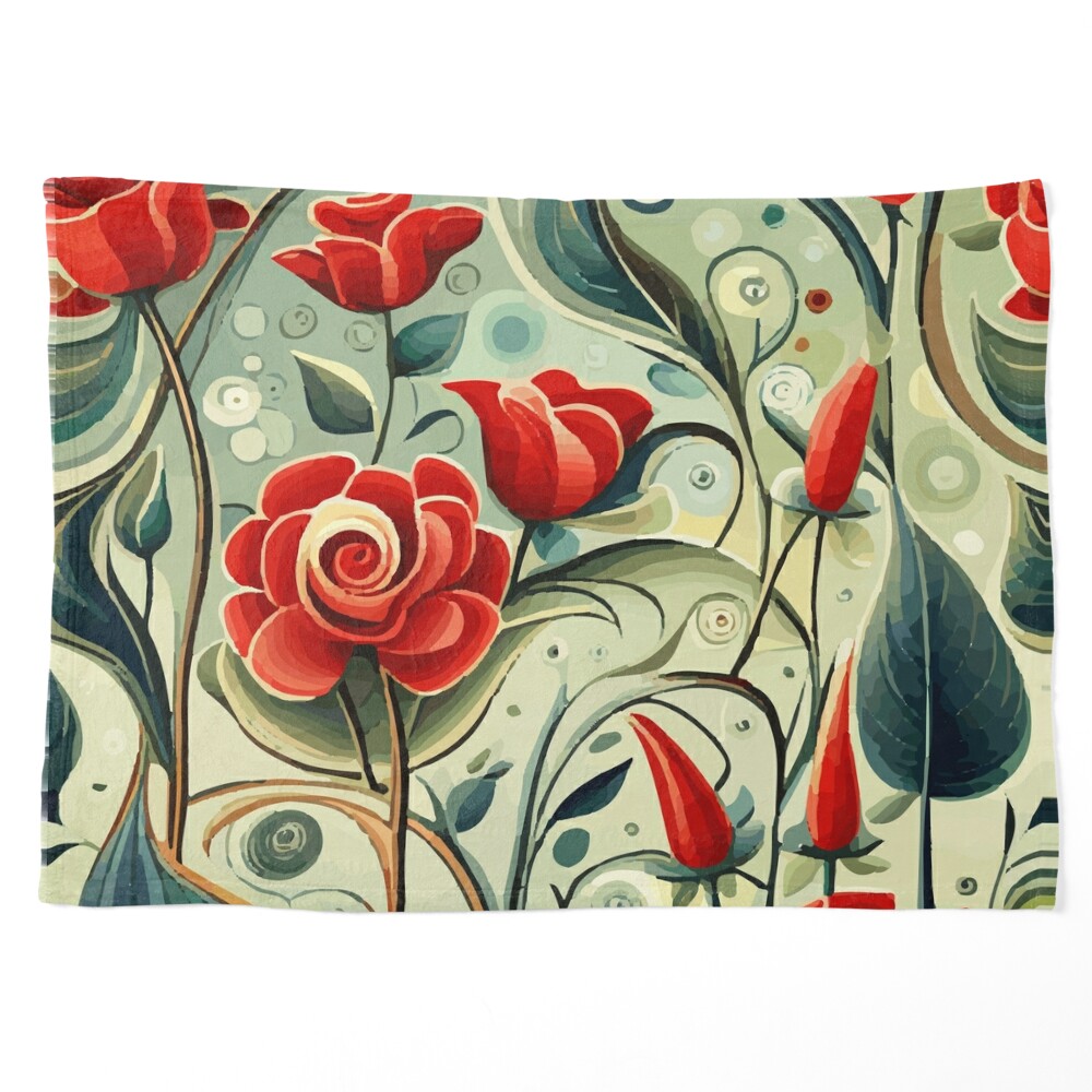 Cute Retro Art Nouveau Seamless Floral Pattern with Abstract Red Rose  Flowers Metal Print for Sale by Vicky Brago-Mitchell®