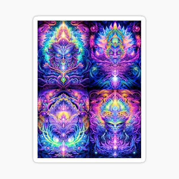 TREE OF LIFE #20 MAGIC MUSHROOM, TEMPLE GARDEN, MEMORY CASTLE, CELESTIAL PALACE, RAINBOW BRIDGE, CRYSTAL DREAMING, SUN, MOON, STAR, IMAGINATION, FAIRY FOREST, COSMIC, FANTASY, HOLY MOUNTAIN, STATION Sticker