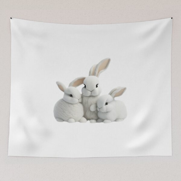 Item preview, Just by looking, you can see the softness and fluffiness of the 3 rabbits. designed and sold by Natcharee.