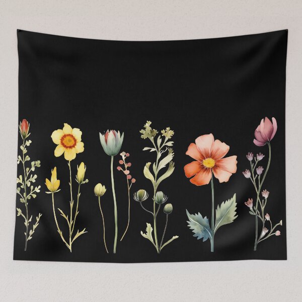 Item preview, Colorful Watercolor Wild Floral Flowers Field designed and sold by EnigmaStitcher.