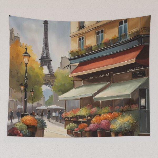 Item preview, Paris flower shop with Eiffel Tower designed and sold by JackFreestone.