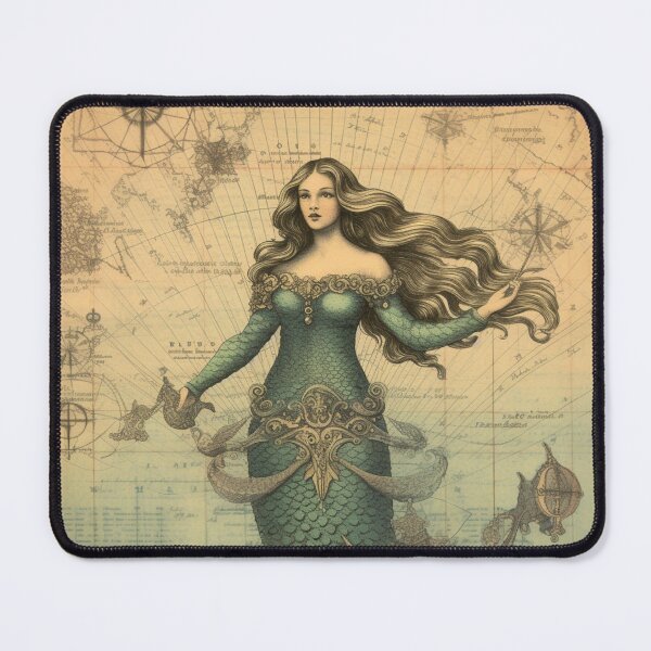 Item preview, Mermaid On Vintage Map designed and sold by Tetsuya-Yui.