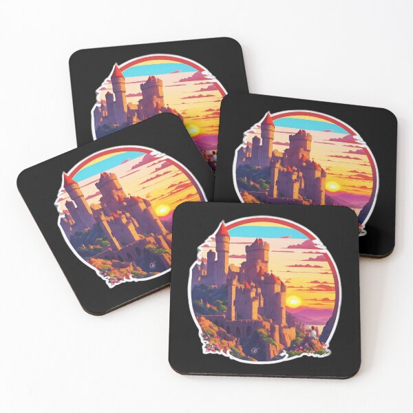 Item preview, Traveler Watching Sunset over Medieval Castle designed and sold by Ridiculam Toga.